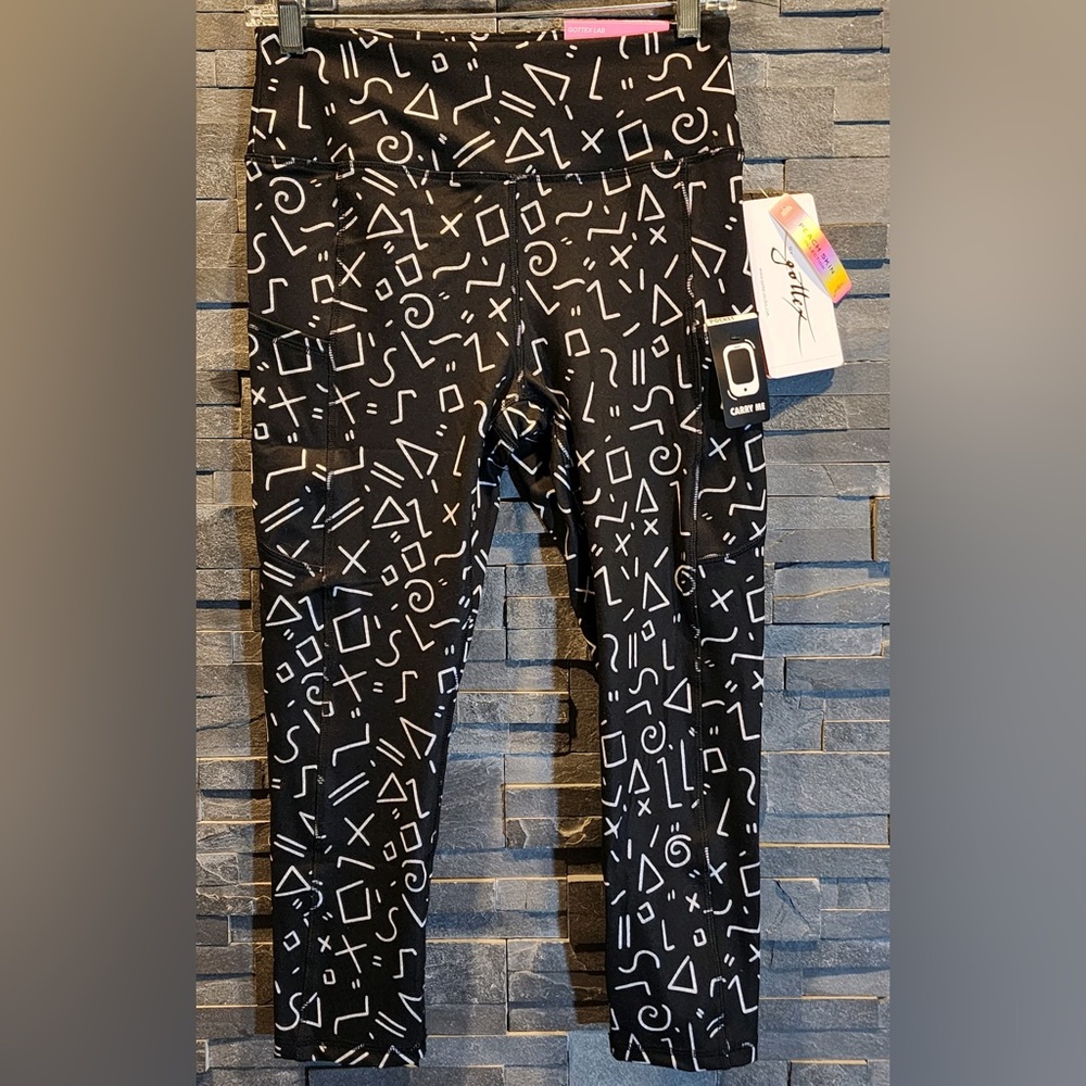 Gottex Tummy Compression Stretch Moisture Wicking  Phone Pkt Active Leggings - Picture 3 of 7